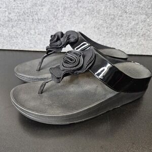 Fitflop Women's Florrie Toe Post Thong Sandals Black Size 7 Comfort Orthotic